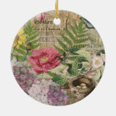 バードネストフローラガーデンフラワーバタフライアート セラミックオーナメント (裏面)