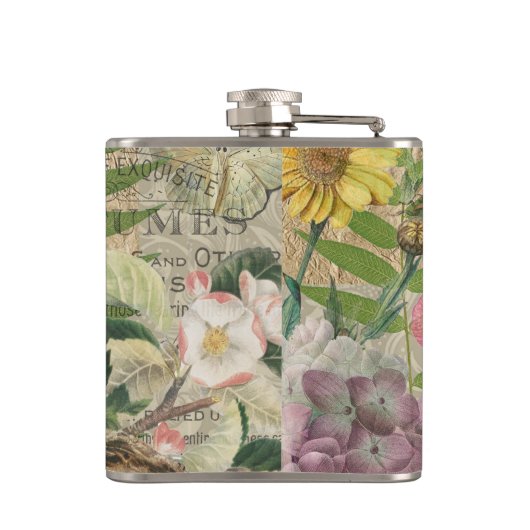 バードネストフローラガーデンフラワーバタフライアート フラスク (裏面)