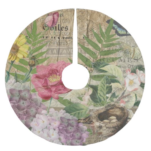 バードネストフローラガーデンフラワーバタフライアート ブラッシュドポリエステルツリースカート (正面)