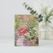 バードネストフローラガーデンフラワーバタフライアート ポストカード (スタンド正面)