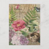 バードネストフローラガーデンフラワーバタフライアート ポストカード (正面)