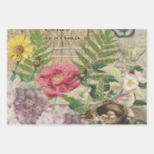 バードネストフローラガーデンフラワーバタフライアート ラッピングペーパーシート (正面)