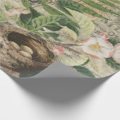バードネストフローラガーデンフラワーバタフライアート ラッピングペーパー (角)