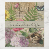 バードネストフローラガーデンフラワーバタフライアート ワインラベル (シングルラベル)