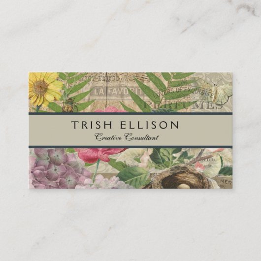 バードネストフローラガーデンフラワーバタフライアート 名刺 (正面)