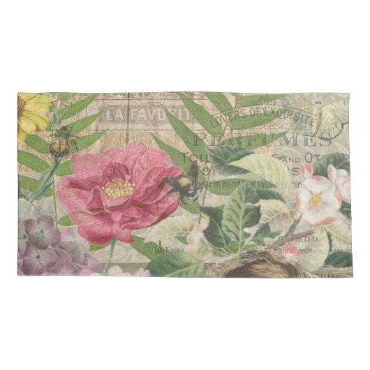 バードネストフローラガーデンフラワーバタフライアート 枕カバー (裏面-左)