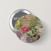 バードネストフローラガーデンフラワーバタフライアート 缶バッジ (正面&裏面)