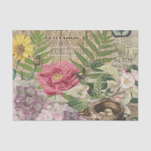 バードネストフローラガーデンフラワーバタフライアート 薄葉紙 (正面)