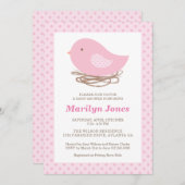 バードネストベビーガールシャワー招待状 招待状 (正面/裏面)