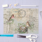 バードネストマップ音楽フランスのポストマークヴィンテージクラフト 薄葉紙 (クラフト)