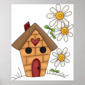 バードハウスと花 ポスター (正面)