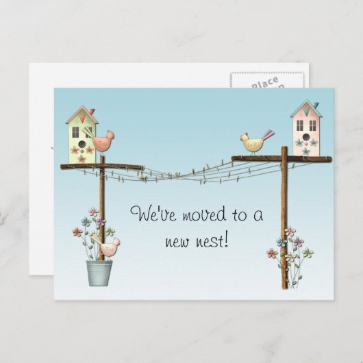 バードハウスの新しい住所はがき 案内ポストカード (正面/裏面)