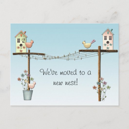 バードハウスの新しい住所はがき 案内ポストカード (正面)