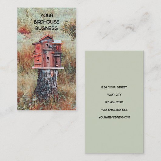 バードハウスインフォレストラストブラウンヴィンテージスタイル 名刺 (正面/裏面)