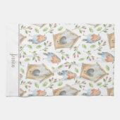 バードハウスウォーターカラー春 キッチンタオル (横)