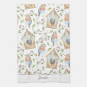 バードハウスウォーターカラー春 キッチンタオル (縦)