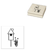 バードハウスウッドアートスタンプの鳥 ラバースタンプ (押印)