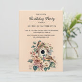 バードハウスエレガントフラワーズウィメンズバースデーパーティー 招待状 (スタンド正面)
