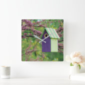 バードハウスオンアレッドバドツリー スクエア壁時計 (ホーム)