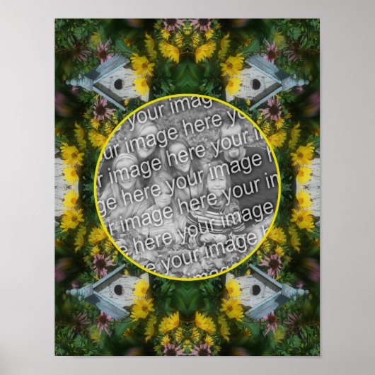 バードハウスフラワーガーデン自分の写真を作成 ポスター (正面)