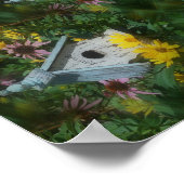 バードハウスフラワーガーデン鏡抽象芸術 ポスター (角)