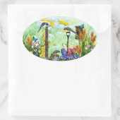 バードハウスフラワーガーデン 楕円形シール (バッグ)