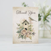 バードハウスフローラ素朴ヴィンテージ誕生日サンキュー サンキューカード (スタンド正面)