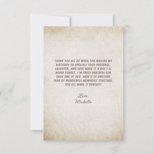 バードハウスフローラ素朴ヴィンテージ誕生日サンキュー サンキューカード (裏面)