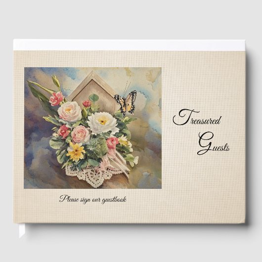 バードハウスブーケウェディングシャワー – ゲストブック (正面)
