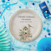 バードハウスボタニカル自然75th誕生日 ペーパープレート (パーティー)