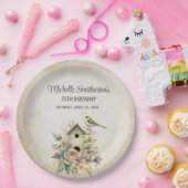 バードハウスボタニカル自然75th誕生日 ペーパープレート (パーティー)