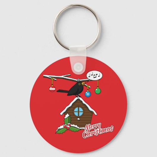 バードハウスメリークリスマス キーホルダー (正面)