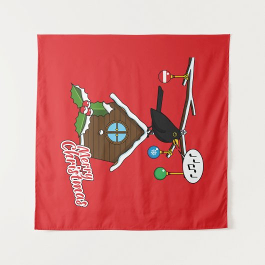 バードハウスメリークリスマス タペストリー (正面(横))