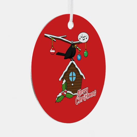 バードハウスメリークリスマス メタルオーナメント (正面右)