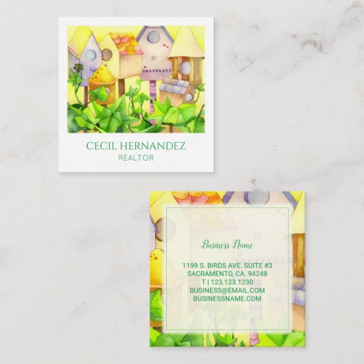 バードハウス不動産仲介業者 スクエア名刺 (正面/裏面)