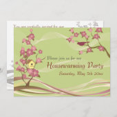 バードハウス引っ越し祝いパーティーパーティーインビエーショングリーン 招待状 (正面/裏面)