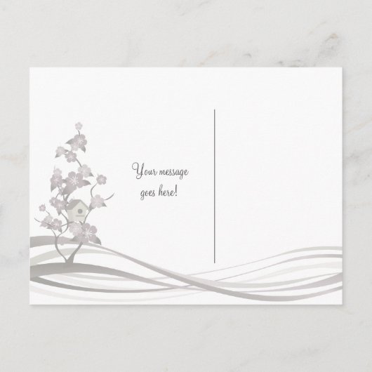 バードハウス引越し案内はがきグレー 案内ポストカード (裏面)