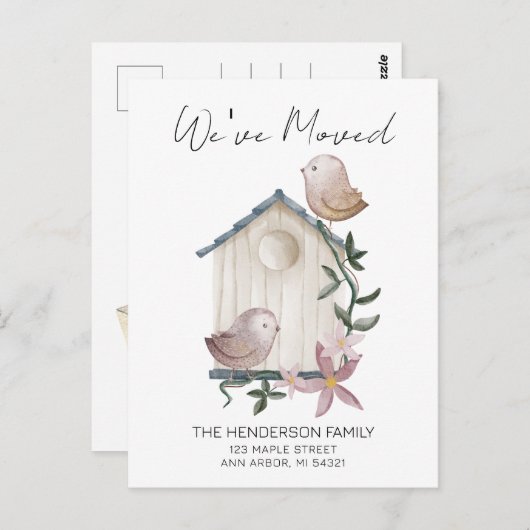 バードハウス新住宅引越し案内はがき ポストカード (正面/裏面)