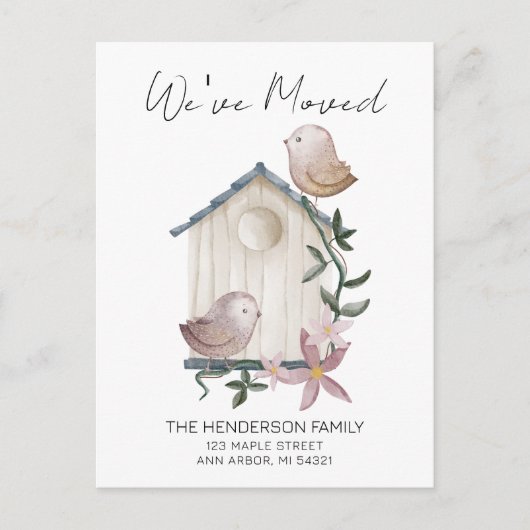 バードハウス新住宅引越し案内はがき ポストカード (正面)