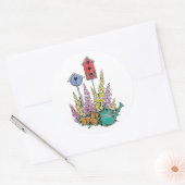 バードハウス素朴ガーデンウォーターカラースケッチ ラウンドシール (封筒)