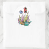 バードハウス素朴ガーデンウォーターカラースケッチ ラウンドシール (バッグ)