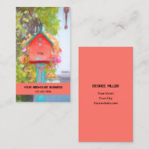 バードハウス素朴レッドグリーンティール（緑がかった色）ファインアートカントリー