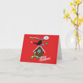 バードハウス メリークリスマス カード (黄色い花)