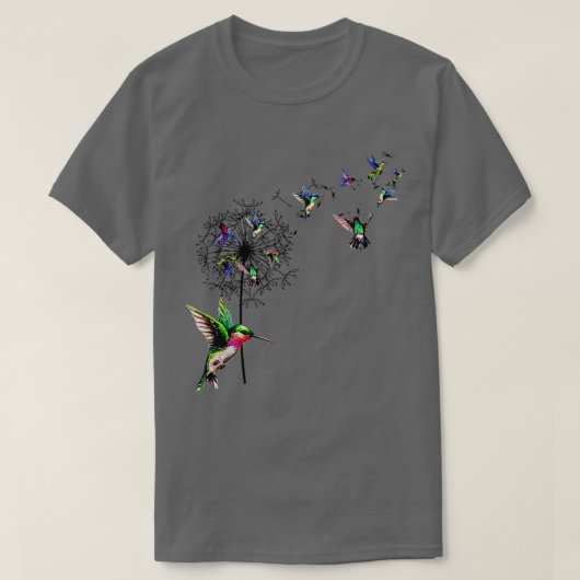 バードハミングバードタンポポの花メンズ用 Tシャツ (デザイン正面)