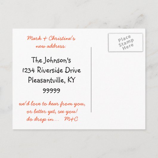 バードハ素朴ウス、住所カードの変更 案内ポストカード (裏面)