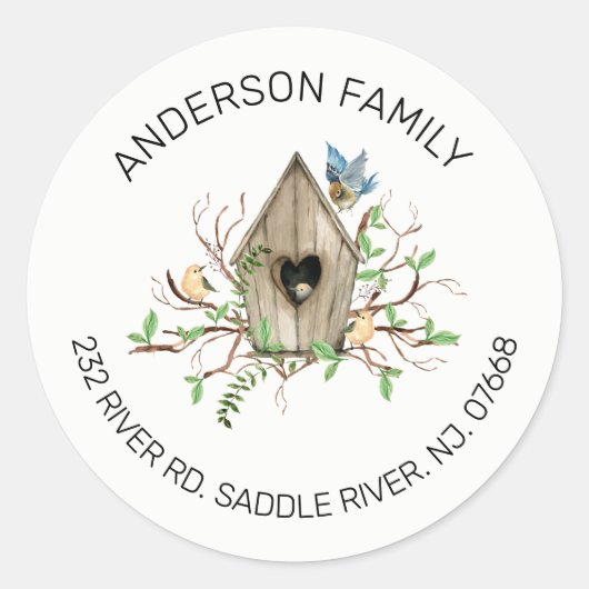 バードハ素朴ウス |新しいホーム住所 シールシール ラウンドシール (正面)
