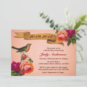 バードバラアンティークブライダルシャワー招待（ピンク） 招待状 (スタンド正面)