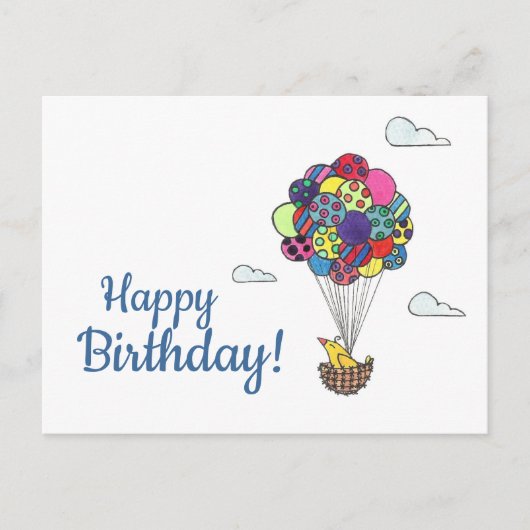 バードバルーンハッピーバースデー ポストカード (正面)