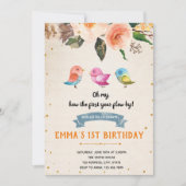 バードバースデーベビーシャワーの招待状 招待状 (正面)