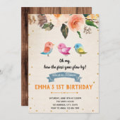 バードバースデーベビーシャワーの招待状 招待状 (正面/裏面)